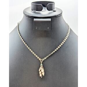 VTG Artisan 925 Sterling Silver Circle Link Petal Tassel Toggle 17" Necklace